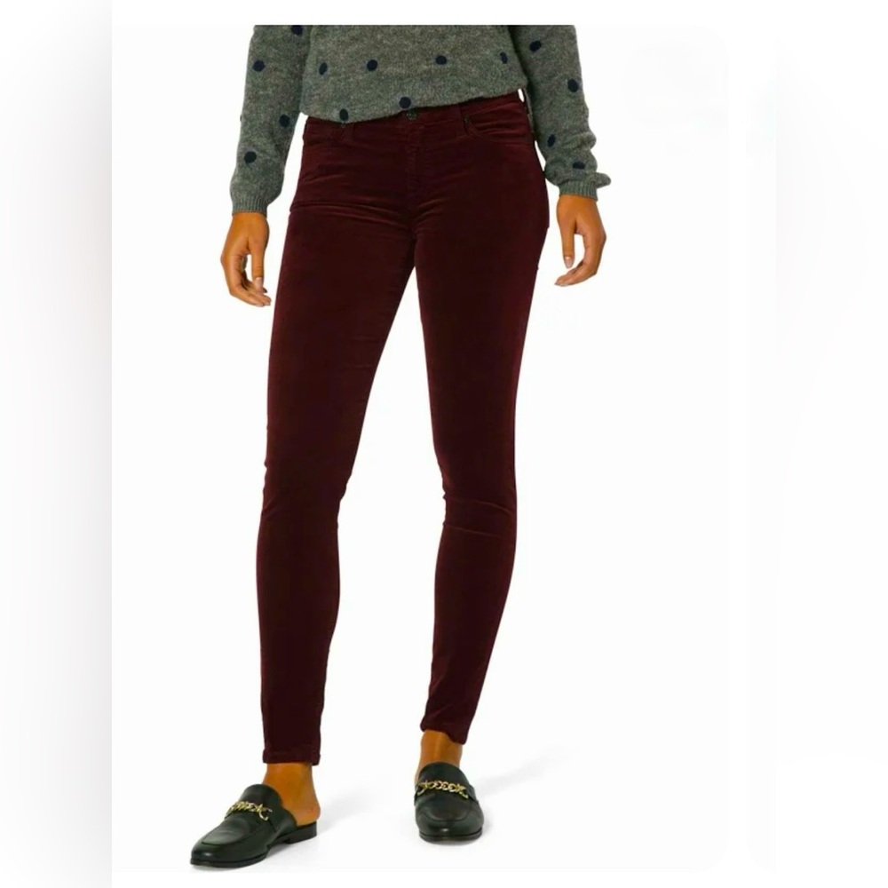7 for All Mankind Burgundy Velvet Skinny Pants Size 31